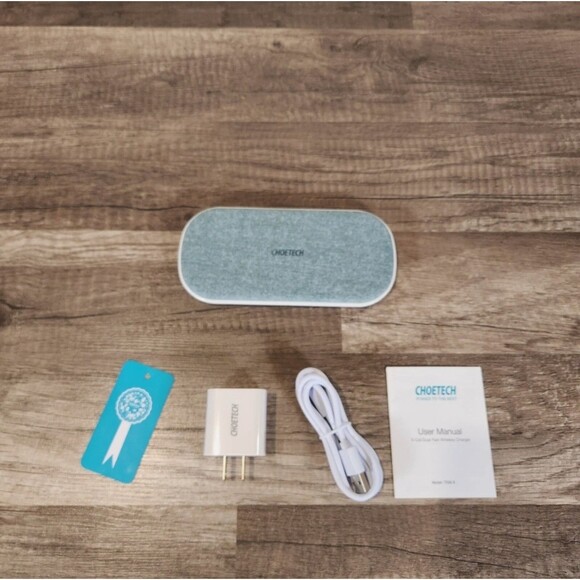 CHOETECH Dual Wireless Charger (Adapter included), 5 Coils Qi,for Phone,Airpod - Picture 2 of 5
